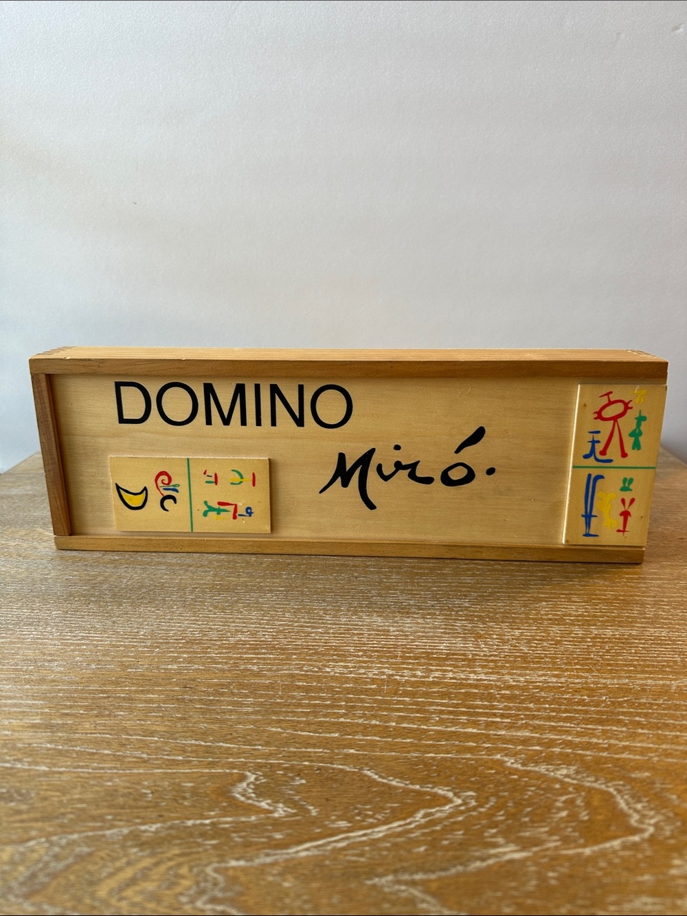 Vintage Joan Miró Large Domino Set in Natural Wood with Multicolor Accents 1958